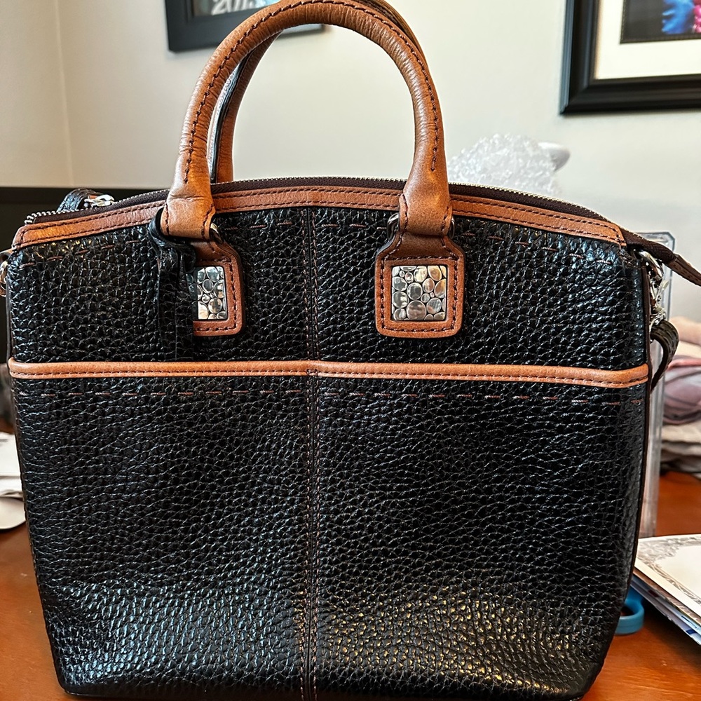 Brighton black pebble and brown leather purse.